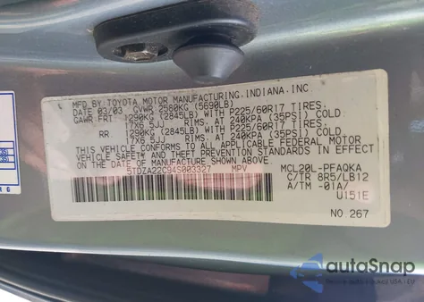 2004 Toyota Sienna Xle Limited z USA, uszkodzony, nr VIN 5TDZA22C94S003327